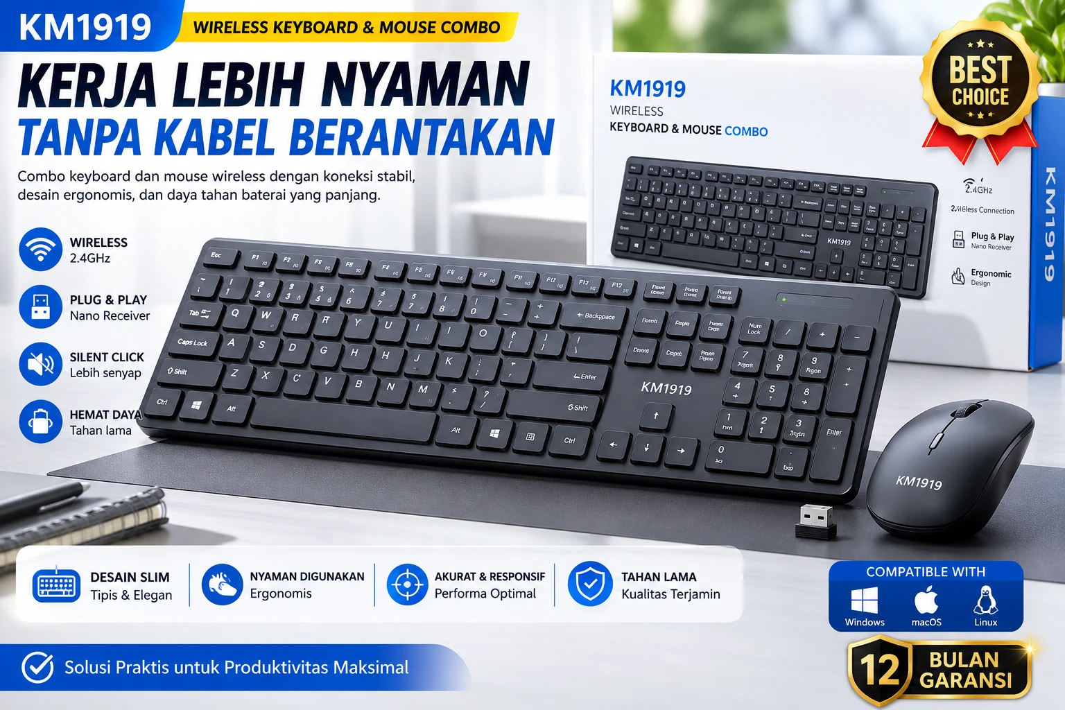 Keyboard dan Mouse Wireless