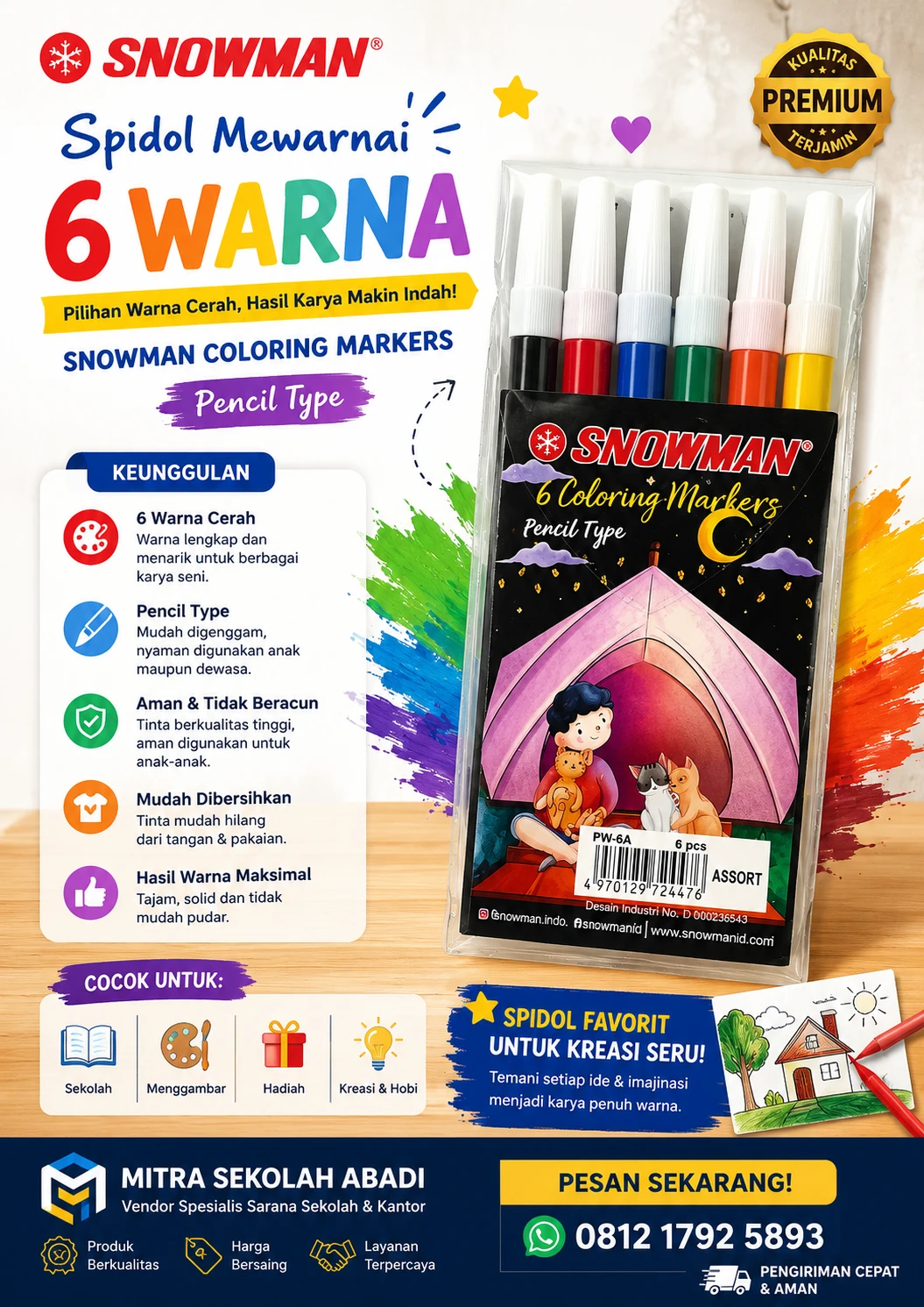 Spidol snowman 6 warna