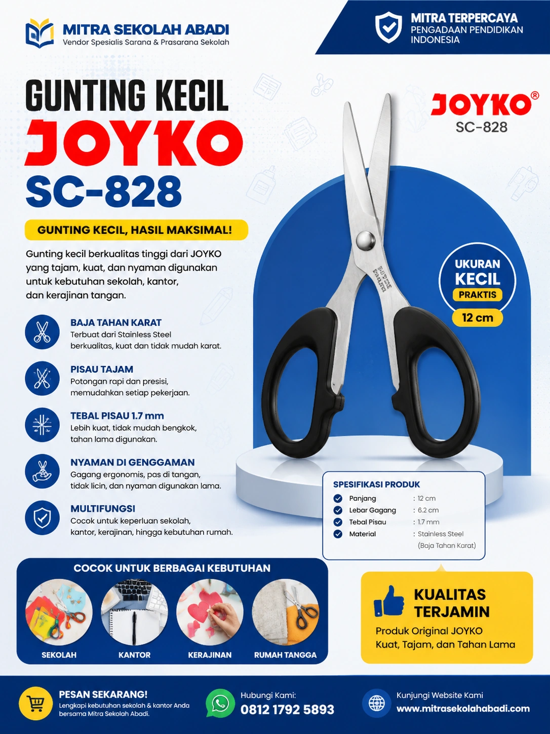 Deskripsi Produk Gunting Joyko Kecil SC-828
