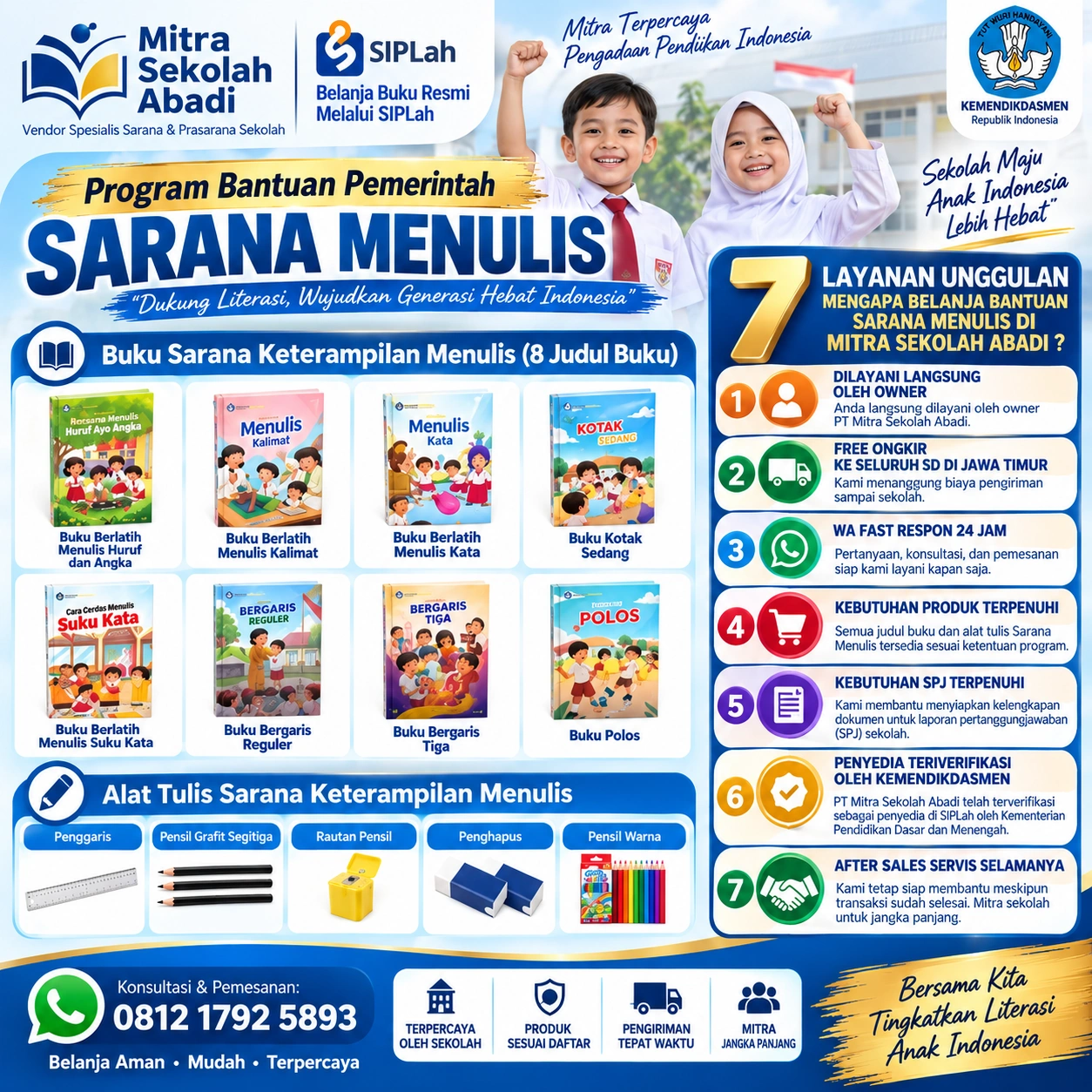 Simenulis Bantuan pemerintah sarana keterampilan menulis SD 2026